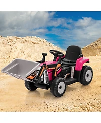 Slickblue 12V Battery Powered Kids Ride on Excavator with Adjustable Arm and Bucket
