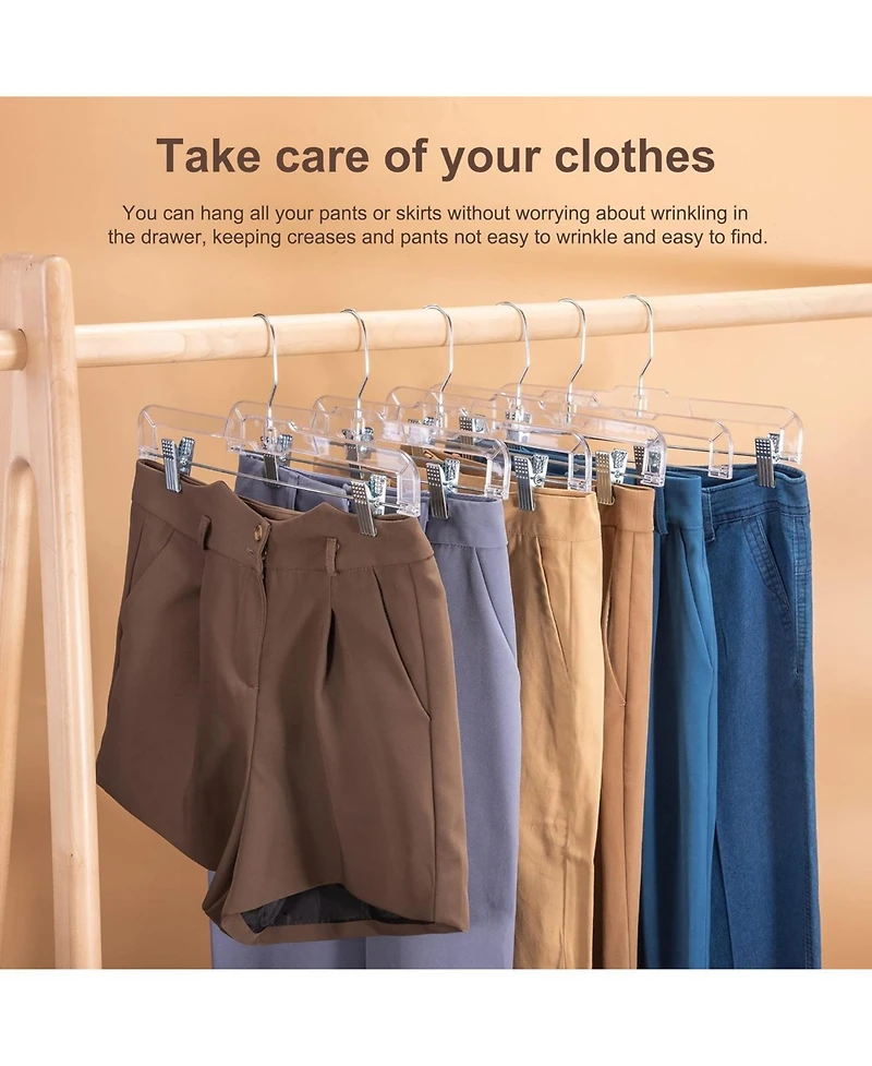 14 inch Plastic Pant & Skirt Hangers with Adjustable Clips