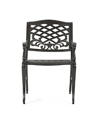 Streamdale Elegant Dining Chairs with Aluminum and Floral Accents