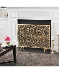 Streamdale Elegant Iron Fireplace Screen with Overlapping Circle Pattern