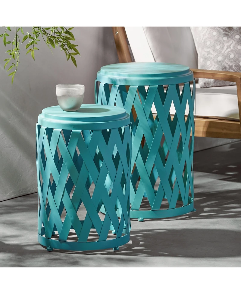 Streamdale Stylish and Portable Lattice Design Patio Side Tables (Set of 2)