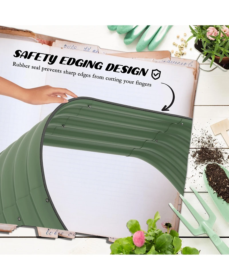 Streamdale Furniture 3-Tier Galvanized Raised Garden Bed with Bottomless Design and Safety Edging