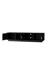 Streamdale Chic & Modern Wavy Pattern Tv Stand with Led Lights