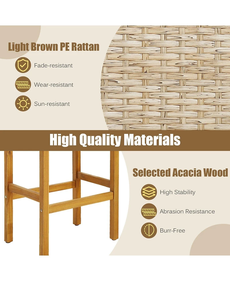 Slickblue Patio Wood Bar Stools for Outdoors