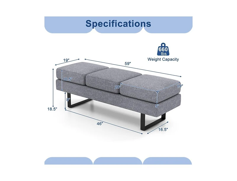Waiting Room Bench Seating Long Bench for Office or Reception Area