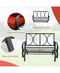Slickblue Patio 2-Person Glider Bench Rocking Loveseat with Cushioned Armrest