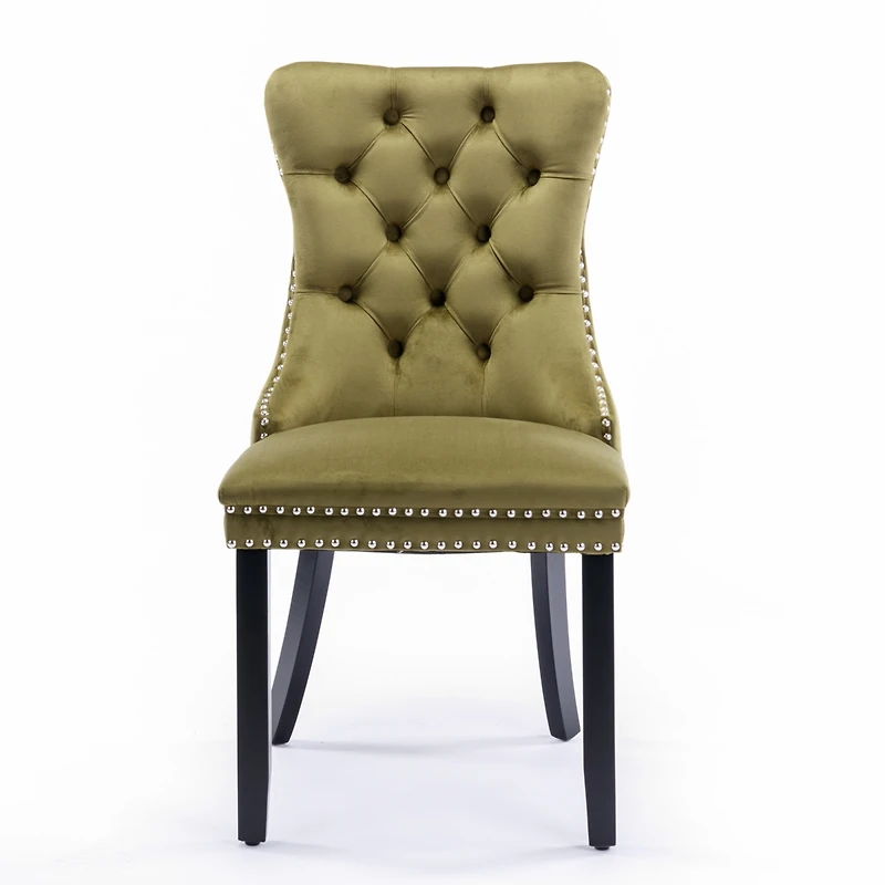 Streamdale Contemporary Velvet Dining Chairs, Olive-Green (2-pcs)