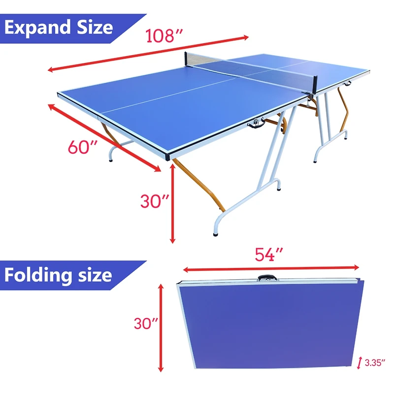 Streamdale Furniture Midsize Foldable Table Tennis Table with Paddles and Balls