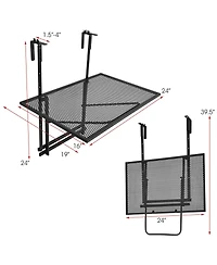 Slickblue Railing Folding Table with 5-Level Adjustable Heights