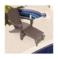 Slickblue Patio Hdpe Adirondack Chair with Retractable Ottoman