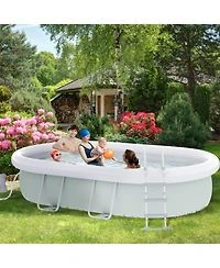 Outsunny Above Ground Swimming Pool, Semi-Inflatable Frame Pool,