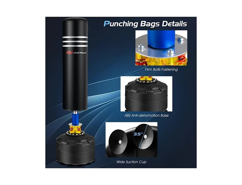 Slickblue 70 Inch Freestanding Punching Boxing Bag with 12 Suction Cup Base