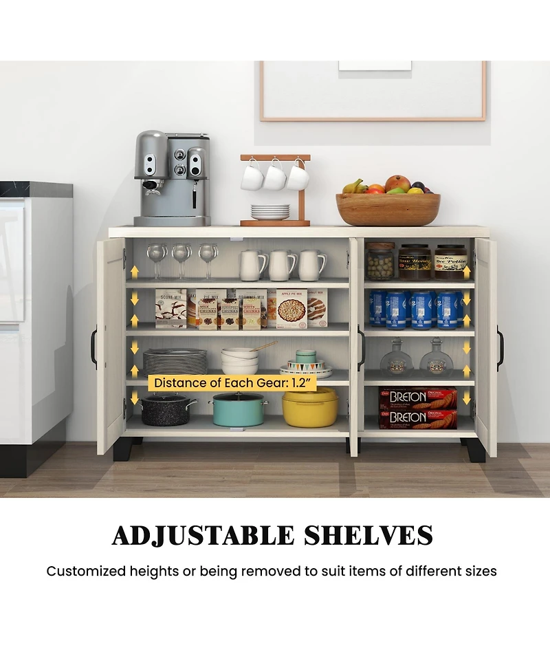 Slickblue 3-Door Buffet Sideboard with Adjustable Shelves and Anti-Tipping Kits