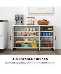 Slickblue 3-Door Buffet Sideboard with Adjustable Shelves and Anti-Tipping Kits