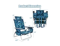 Slickblue 4-Pack 5-Position Outdoor Folding Backpack Beach Reclining Chair with Pillow