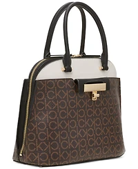 Calvin Klein Becky Signature Convertible Turnlock Dome Satchel