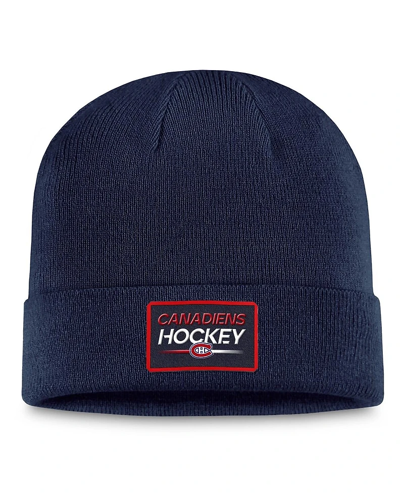 Fanatics Men's Navy Montreal Canadiens Authentic Pro Cuffed Knit Hat