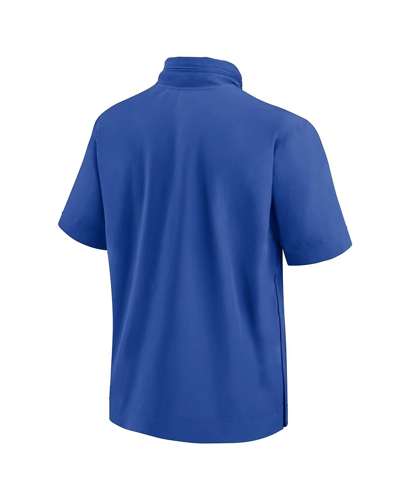 Nike Men's Royal Duke Blue Devils 2024 Sideline Coach Short Sleeve Half-Zip Hoodie Jacket