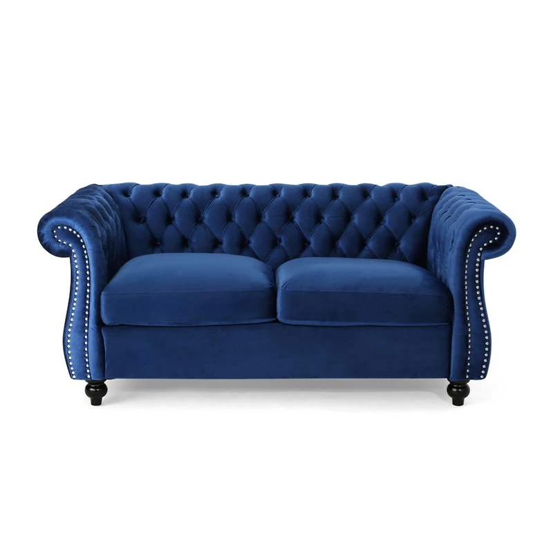 Streamdale Furniture Chesterfield Loveseat Button Tufted, Nailhead Trim, Rolled Arms