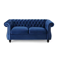 Streamdale Furniture Chesterfield Loveseat Button Tufted, Nailhead Trim, Rolled Arms
