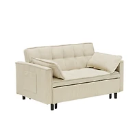 Simplie Fun Elegant And Breathable Modular Sofa Bed with Metal Legs in Beige, Black, Pink, or Gray