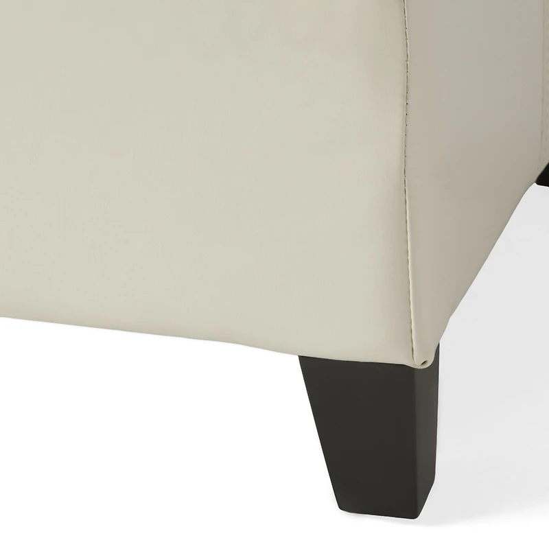 Streamdale Glouster Storage Ottoman 51" Ivory Leather Wood, Large