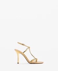 Mango Women's Metallic Strap Sandals