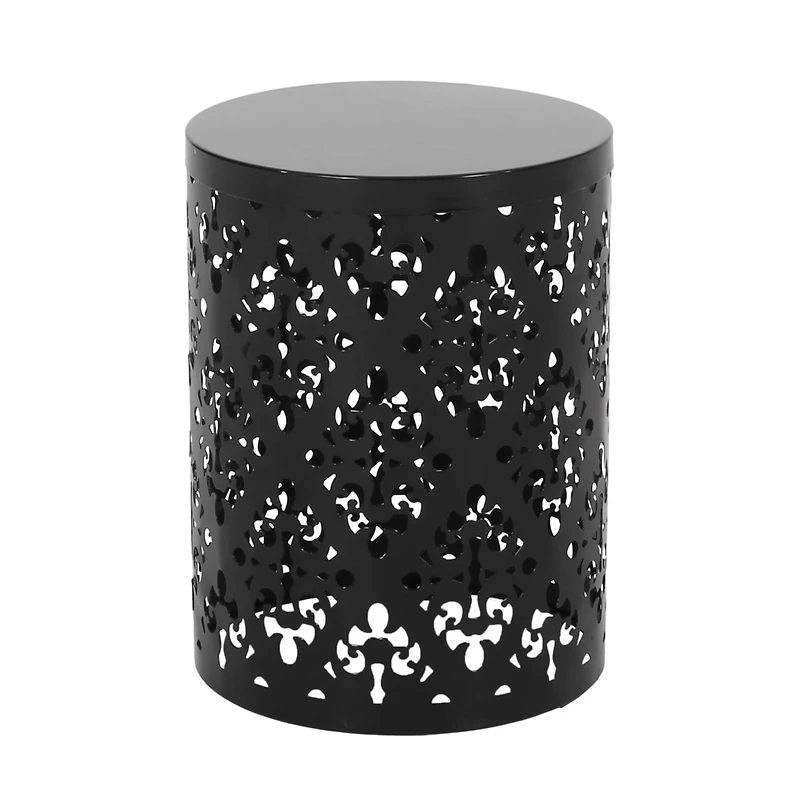Streamdale Stylish Outdoor Side Table with Iron Cut Floral Design