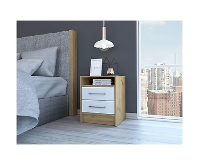 Streamdale Eter Nightstand, Superior Top, Two Drawers - Light Oak