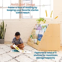 ECR4Kids Double-Sided Mobile Book Display with Storage, Natural, 1
