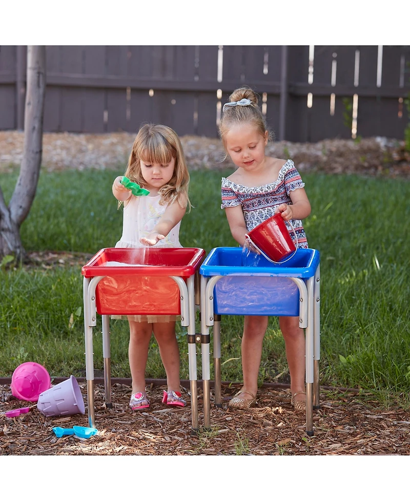 ECR4Kids 2-Station Sand and Water Adjustable Play Table, Seafoam/Emerald