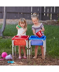 ECR4Kids 2-Station Sand and Water Adjustable Play Table, Seafoam/Emerald