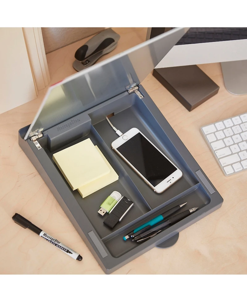 Dry-Erase Glass Board Memo Station, Desk Organizer