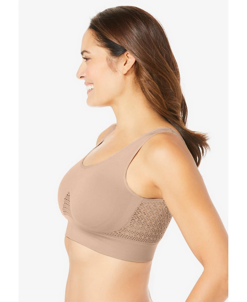 Secret Solutions Women's Plus Wireless Cooling Seamless Bra