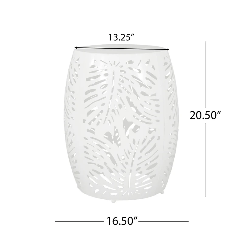 Modern Palm Leaf Side Table with Durable Iron Frame