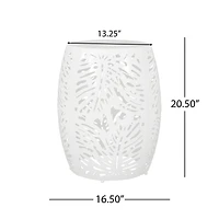 Modern Palm Leaf Side Table with Durable Iron Frame