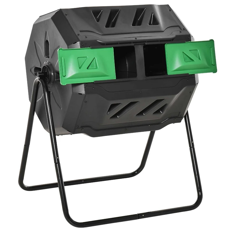 Effortless Dual-Chamber Compost Tumbler for Continuous Composting