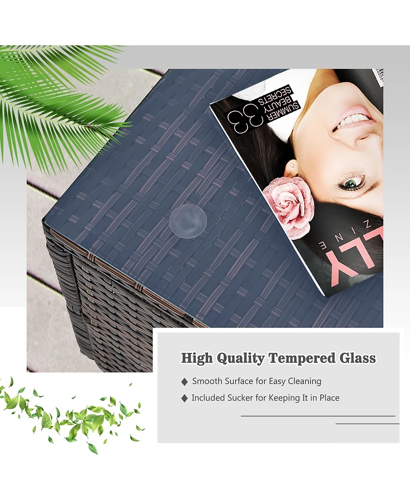 6PCS Patio Rattan Furniture Set Cushioned Sofa Coffee Table Garden