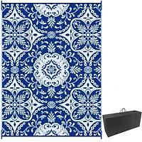 Outsunny Outdoor Rug & Bag, 9' x 12' Plastic Rug, & Floral