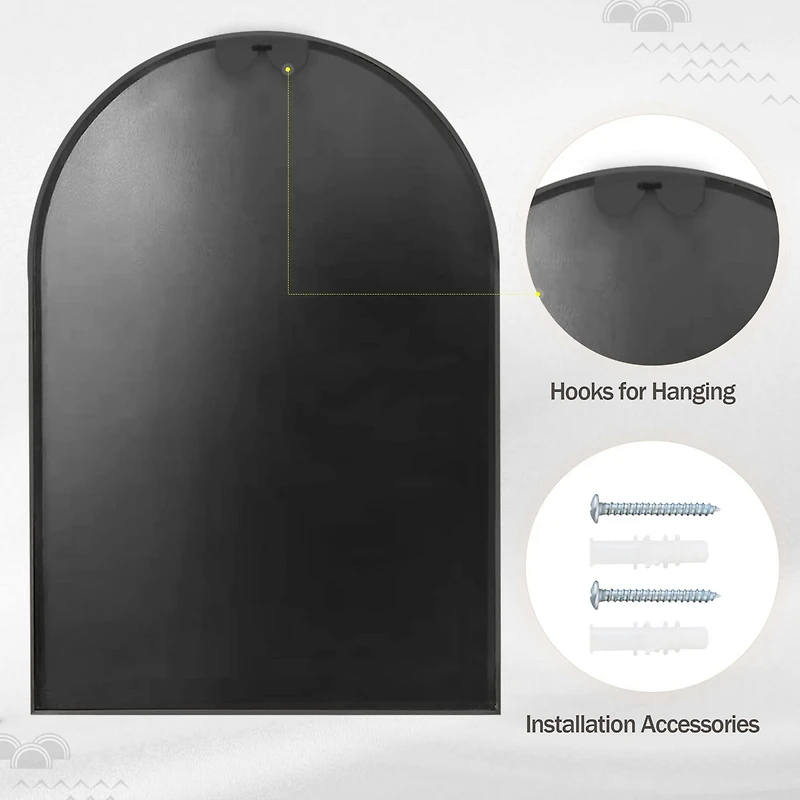 Homlux Arched Wall Mounted Mirror 20"x30" in Black