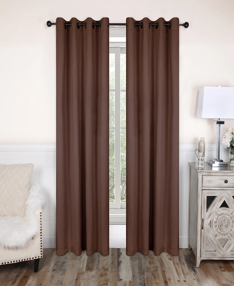Superior Solid Classic Modern Wrinkle Resistant Room Darkening 2-Piece Curtain Set with Grommet Header Top, 52"X72"