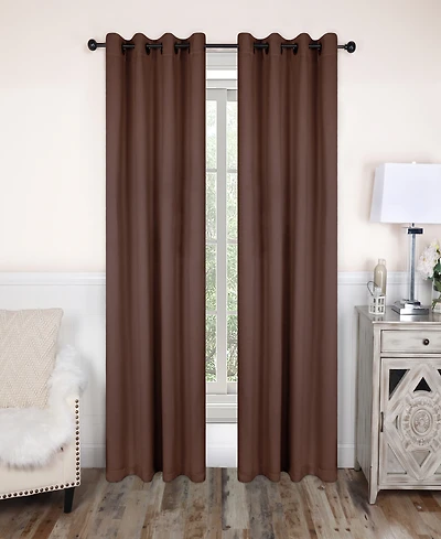 Superior Solid Classic Modern Wrinkle Resistant Room Darkening 2-Piece Curtain Set with Grommet Header Top, 52"X72"