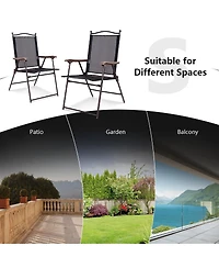 Slickblue Set of 2 Patio Folding Sling Back Camping Deck Chairs