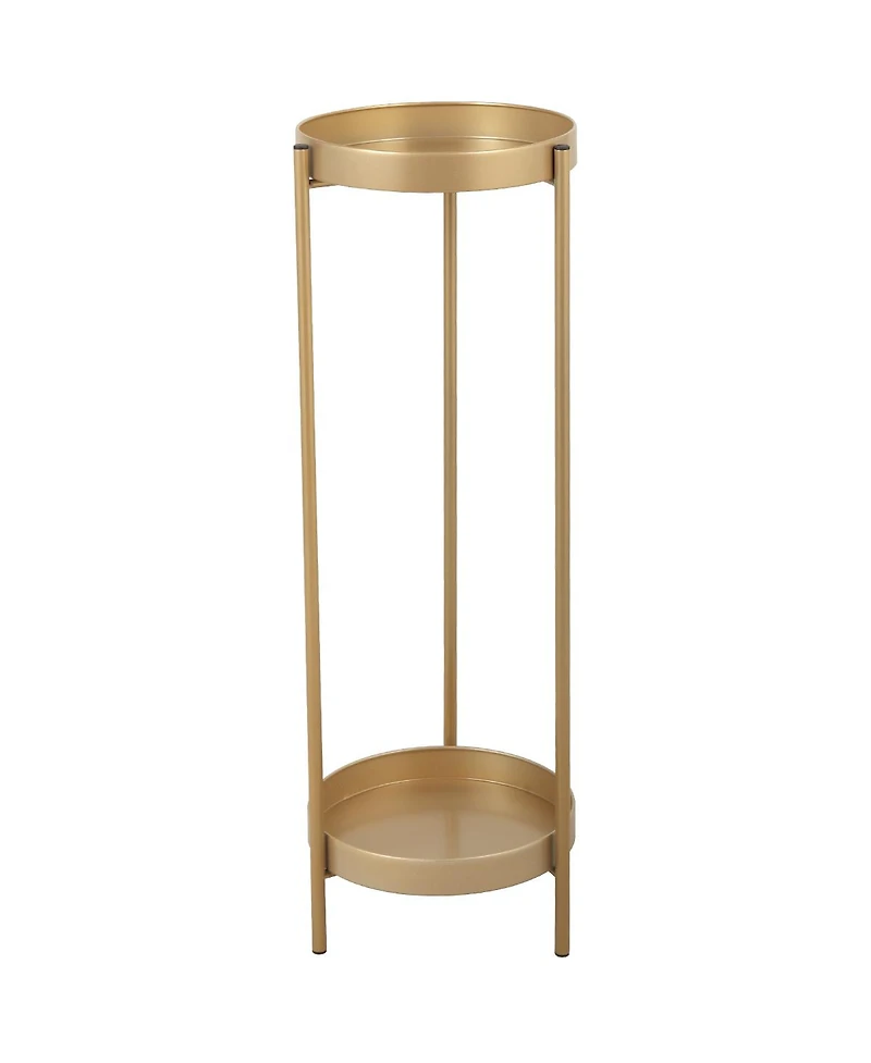 Elegant Golden Foldable 2-Tier Plant Stand for Indoor Outdoor Use