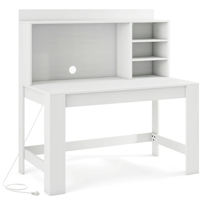 Gymax Home Office Computer Desk Study Table Writing Workstation Hutch Cable Hole White