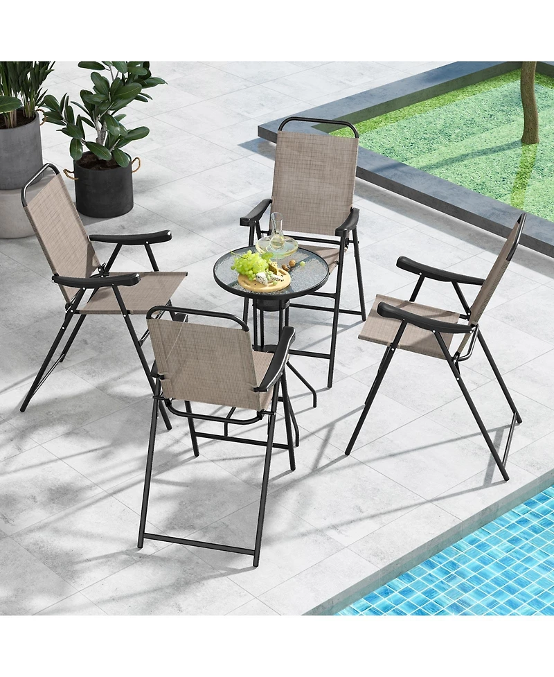 Slickblue Patio Folding Bar Stool Set of with Metal Frame and Footrest
