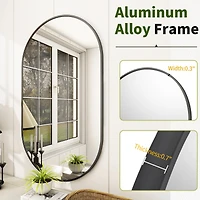 Homlux Oval Wall Mounted Mirror 20"x36" in Black