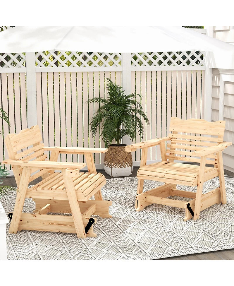 Slickblue Outdoor Wood Rocking Chair with High Back and Widened Armrests