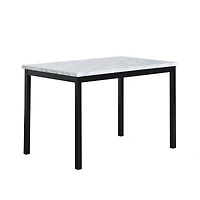 Streamdale Noyes Metal Dining Table with Laminated Faux Marble Top, Off-white