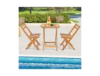 Slickblue 3 Pieces Folding Patio Bistro Set with Slatted Tabletop